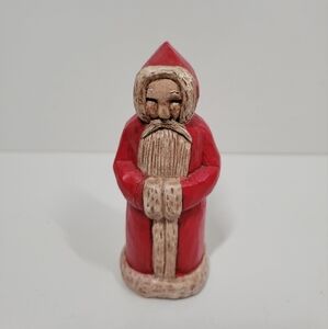 Vtg Lindberg Folk Art Wood Carved Santa Claus 4" Sculpture Figure